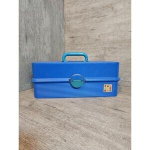 Vintage Caboodle Blue Jewelry Craft Makeup Case 2725 USA Kaboodle Tackle Storage